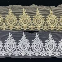 Dentelle en tulle de 25 cm avec paillettes, dentelle en fil de coton pour robe de mariée