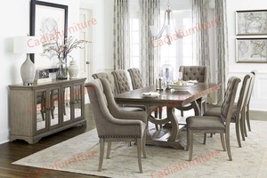 Table à manger rectangulaire en bois <span class=keywords><strong>vintage</strong></span> avec <span class=keywords><strong>chaises</strong></span> rembourrées, ensemble <span class=keywords><strong>de</strong></span> meubles <span class=keywords><strong>de</strong></span> salle à manger <span class=keywords><strong>de</strong></span> luxe, <span class=keywords><strong>8</strong></span> places - Product Image 2