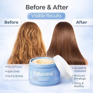 מסכת שיער פלמינה OEM ODM 500ml שמן ארגן קולגן קרטין לתיקון עמוק לשיער פגום, יבש, מקורזל, הזנה ולחות - Product Image 1