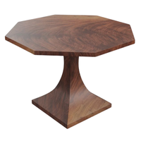 Meubles commerciaux personnalisés Table de salle à manger en bois massif chêne frêne Table de salle à manger hexagonale avec base en bois