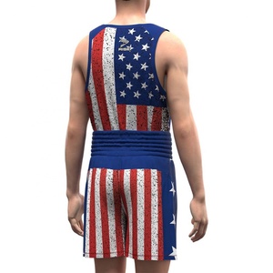 Shorts et débardeur de boxe personnalisés avec drapeau américain sublimé pour hommes, shorts de boxe sur mesure - Product Image 2