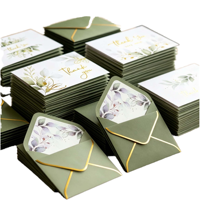 En gros, élégantes cartes de remerciement vertes en papier avec dorure à chaud, ensemble de papeterie personnalisée pour mariages et événements, pour entreprises