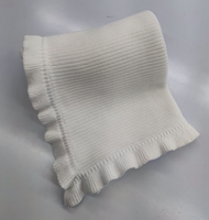 Couverture en coton biologique OEKO Tex à volants, 100% coton, pour bébé nouveau-né, couverture en tricot pointelle, bord à volants, couverture de lit toute saison