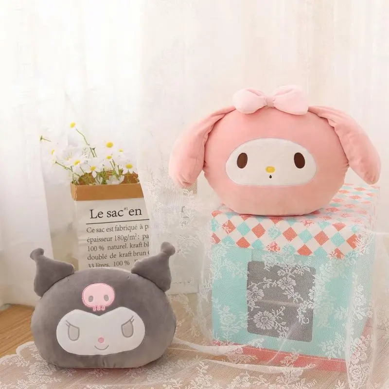 Kawaii Sanrioed mewah 30Cm boneka mainan My Melody Cinnamoroll Kuromi bantal Purin anjing Anime bantal lucu hadiah