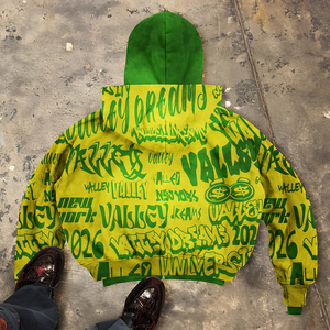 Sudadera con Capucha Personalizada Unisex OEM ODM con Estampado Gráfico, Diseño de Doble Capa con Bloques de Color, Estilo Y2K <span class=keywords><strong>Grunge</strong></span>, 100% Algodón, Invierno, con Cuentas - Product Image 2