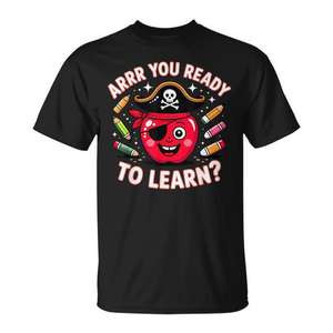 ¿Estás listo? Camiseta divertida de la escuela Pirata Apple - Product Image 1