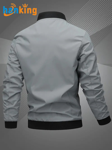 Nueva Chaqueta Bomber de Béisbol para Hombre, con Letras Bordadas, Mezcla de Algodón, de Alta Calidad, Estilo Universitario, Casual, con Cuello Alto, Color Sólido, para Primavera - Product Image 3