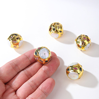 Connecteur ovale plaqué or 18 carats avec perle baroque et tourmaline multicolore à 2 trous, perles métalliques faites à la main pour la fabrication de bijoux DIY