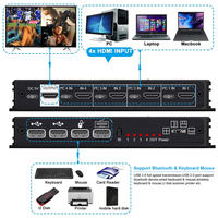 Commutateur 4K HD HDMI KVM 4 Ports HDMI USB commutateur 4x1 HDMI KVM Quad Multiviewer commutateur sans couture
