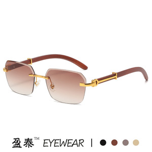 Lunettes de soleil carrées UV400, monture dorée, unisexes - Product Image 2