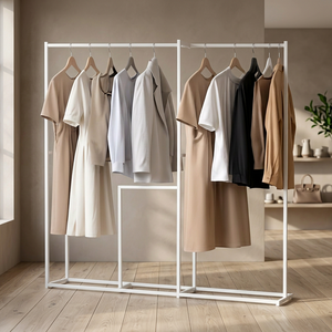 Minimalist Metal Clothing <b>Rack</b> Standing Type Double Tier Multifunctional Storage Holder for Bedroom Living Room Dorm Office - Product Image 3