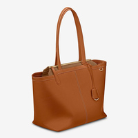 Sac fourre-tout de luxe en cuir véritable avec logo personnalisé, fermeture éclair, grande capacité, doublure en microfibre velours, motif uni décontracté, sac à bandoulière