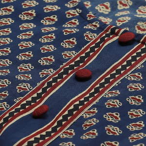 Conjuntos Elegantes para Mujer, Kurta Anarkali de Algodón con Estampado Floral en Azul, 48 Pulgadas - Product Image 1