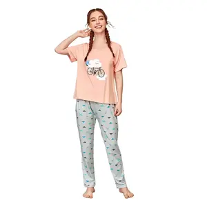 Vêtements de nuit OEM doux et confortables Vêtements de nuit en coton de haute qualité 2023 Ensemble de pyjamas pour femmes Vente en gros ODM - Product Image 1