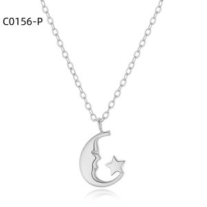 Collar con Colgante de Luna y Estrella Amy Amy, Chapado en Plata, Acero Inoxidable, Joyería de Moda para Mujer, Regalo, Uso Diario - Product Image 1