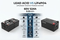 Paket Baterai Lithium LiFePO4 60V 52Ah Kapasitas Tinggi Daya Tahan Lama untuk Kendaraan Listrik, Golf Cart, Kendaraan Utilitas OEM ODM