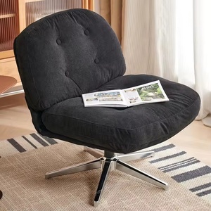 Chaise berçante moderne nordique de luxe | Chaise longue en bois doré et tissu de velours | Meubles de salle d'attente et de salon élégants - Product Image 5