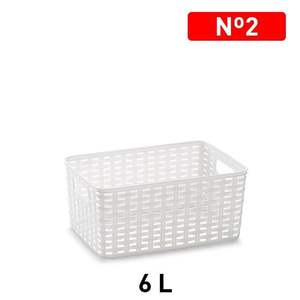 Panier de rangement en rotin blanc Cesta N2 6L 29 x 19,5 cm, style simple, empilable, rectangulaire, design fonctionnel en plastique - Product Image 2
