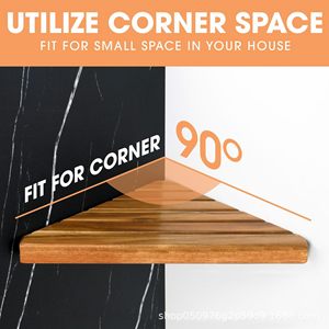 <b>Wooden</b> Corner Wall Mounted Shelf <b>Triangle</b> Drain Bathroom Storage Rack For Personal Care Products - Product Image 5
