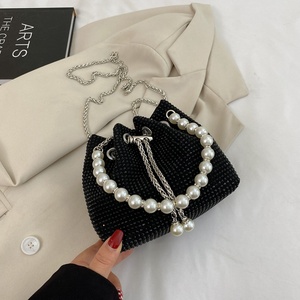 Rhinestone Velvet with Diamonds Fashion Luxurious Women's Wedding Clutch Single Shoulder Purse Iron <b>Chain</b> Drawstring Evening Bag - Product Image 2