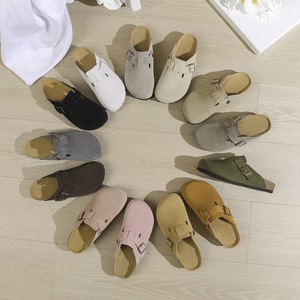 Dames & Heren Echt Lederen Gesloten Teen Platte Slippers Comfortabele Mode Buitenschoenen & Mules met Ademend Voering - Product Image 1