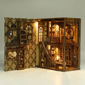 Casa de Muñecas de Madera DIY, Kit en Miniatura 3D, Rompecabezas de Madera, Rincón de Lectura, Casa de Fantasía en Miniatura para Ensamblar, Kits de Casa de Muñecas en Miniatura, Sujetalibros - Product Image 3