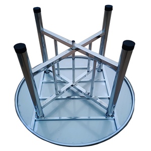 Tavolo Rotondo in Acciaio Inossidabile per Patio, Tavolo Smontabile per Pranzo e Relax all'Aperto, per Giardino, Bordo Piscina, Eventi, Feste e Matrimoni - Product Image 4