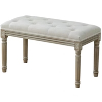 Banc d'appoint contemporain en tissu, tabouret ottoman capitonné pliable pour chambre, couloir, salon, blanc crème