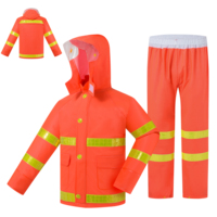 Imperméables, Ensemble de travail 2 pièces, Tissu tricoté PVC 0,4 mm, Bandes réfléchissantes haute visibilité, Logo OEM pour l'entretien des terrains