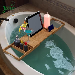 Раскладной и регулируемый бамбуковый поднос для ванны и ванной с зеркальным держателем для книги - Product Image 3