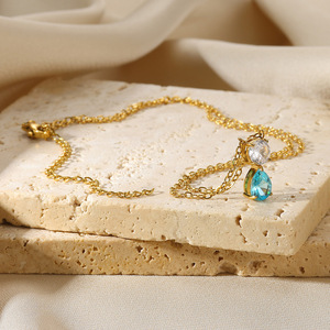 จี้สร้อยคอหิน 12 ราศีสำหรับผู้หญิง สร้อยคอโชคเกอร์สแตนเลสสตีลประดับเพชรแล็บ สร้อยคอหินประจำวันเกิดสำหรับงานแต่งงาน - Product Image 4