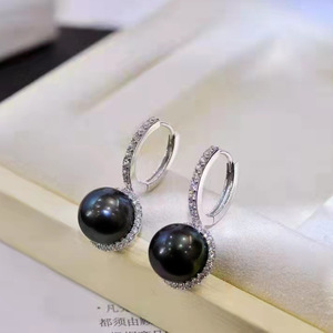 Baroque <b>Black</b> Pearl Look Drop <b>Earrings</b> For Women Vintage Sparkling Stone <b>Dangle</b> Ear Jewelry - Product Image 3