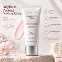 Sérum éclaircissant personnalisé SPF 50+ résistant à l'eau, hydratant et protecteur UV pour le visage des peaux sensibles