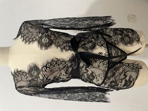 ชุดนอนซีทรูลูกไม้แขนยาวพิมพ์ลาย SFY1967 สำหรับผู้หญิง แต่งลายปักดอกไม้ ชุดชั้นในบางสีดำ - Product Image 4