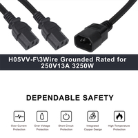 Câble d'alimentation en Y IEC 60320 C14 mâle vers double C13 femelle pour PC, serveur, onduleur, PDU