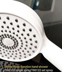 Kit de Ducha de Mano con Rociador de Lluvia a Presión para Montar en la Pared del Baño, con Manguera de Plástico ABS y Acabado Cromado - Product Image 2