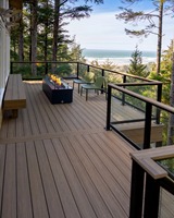 Plancher de terrasse WPC personnalisé 1ère génération, 6 trous ronds, grain de bois 3D en relief, rainures larges pour extérieur