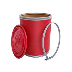 Fusto Cilindrico <span class=keywords><strong>in</strong></span> Cartone Personalizzato da 50kg, Resistente, Impermeabile, Rosso, Antiumidità, per Alimenti, con Coperchio <span class=keywords><strong>in</strong></span> Plastica e Secchio <span class=keywords><strong>in</strong></span> Fibra - Product Image 1
