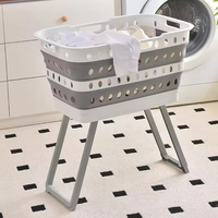 Panier à linge pliable avec support, grande capacité, bac de rangement pour vêtements sales, panier à linge en plastique gain de place pour la maison et la salle de bain