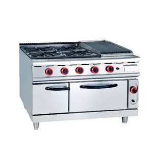 Stainless Steel Body Four Burner Gas Cooker with Oven Gas Burner for Cooking and Braising
