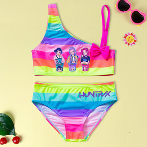 Conjunto de Traje de Baño de Dos Piezas de Poliéster con Estampado de Dibujos Animados para Niñas, Estilo Bruja, Moda de Playa de Verano, para 2-4 y 4-6 Años, Éxito de Ventas Transfronterizo - Product Image 3