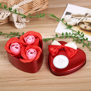 Wedding 3 iron <b>box</b> <b>roses</b> soap flower birthday gift love gift <b>box</b> creative jewelry shop event gift - Product Image 2