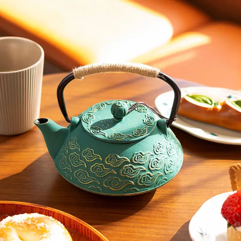 High Quality Wholesale Japanese 800Ml Tetsubin 4 Sets Of Black Cast Iron Enamel Tea Kettle Teapot