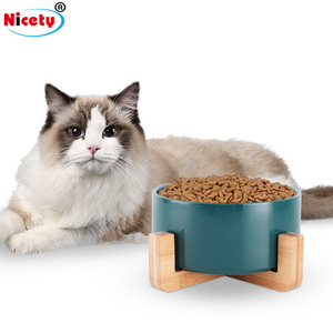 Atacado Luxo Logotipo Personalizado Cerâmica Pet <span class=keywords><strong>Food</strong></span> e Água <span class=keywords><strong>Bowl</strong></span> com Madeira <span class=keywords><strong>Stand</strong></span> para Cães e Gatos - Product Image 2