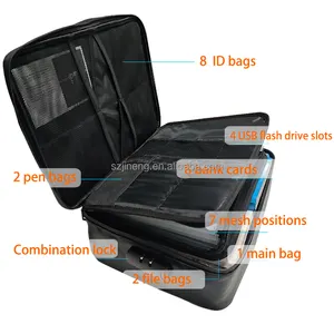 블랙 대용량 휴대용 지퍼 내화 방수 보관 인증 서류 가방 사무용품
