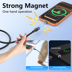 Cable de Carga Magnético Transparente de 60W Pd con Tipo C USB-C, Carga Rápida, Almacenamiento Automático para Computadora - Product Image 3