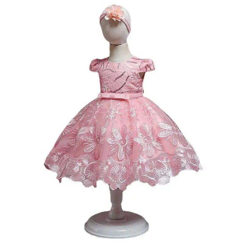 B 2024 novo vestido de princesa infantil para meninas de flores vestido de noiva Pengpeng