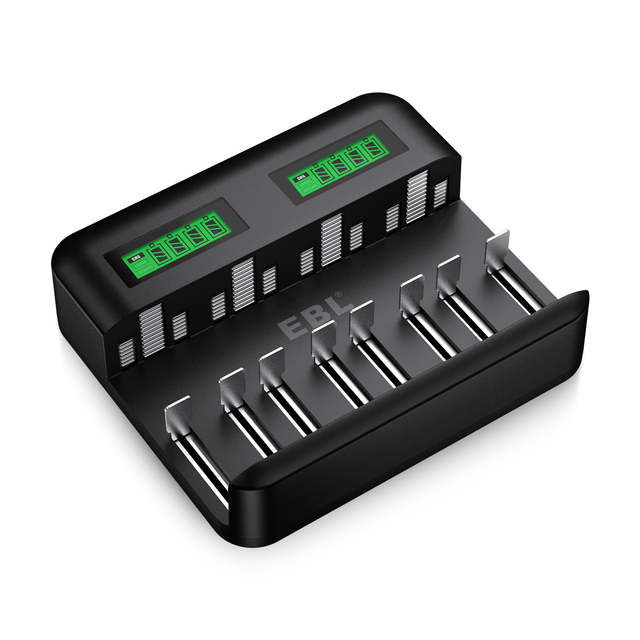 8 Slots EBL Sub C D AA AAA NIMH Rechargeable Batteries Portable Smart Battery Charger With LCD Screen
