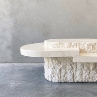 Table basse ovale moderne en pierre naturelle, support de canapé, de style nordique, simple et créatif, pour salon