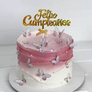 3D Golden <strong>Spanish</strong> Feliz Cumplieanos Cake Topper for Happy Birthday Party DIY Dessert Cake Decoration Supplies One <strong>Sweet</strong> Angel - Product Image 1